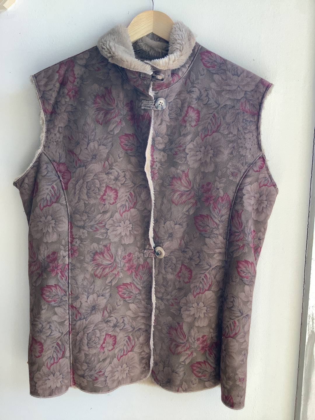 Coldwater Creek Faux Suede Floral Vest