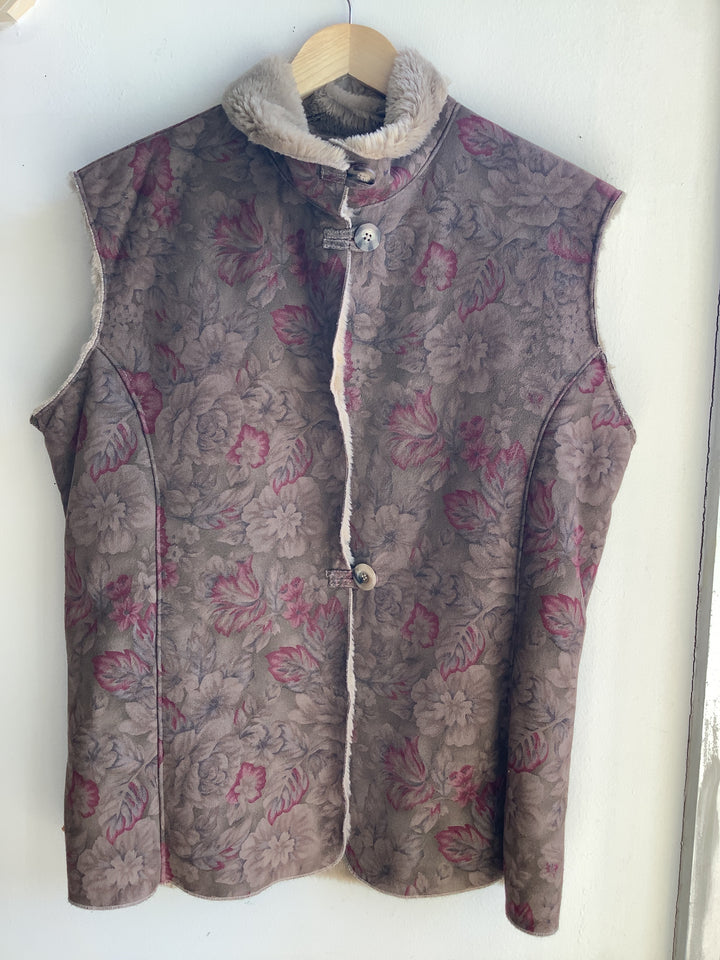 Coldwater Creek Faux Suede Floral Vest
