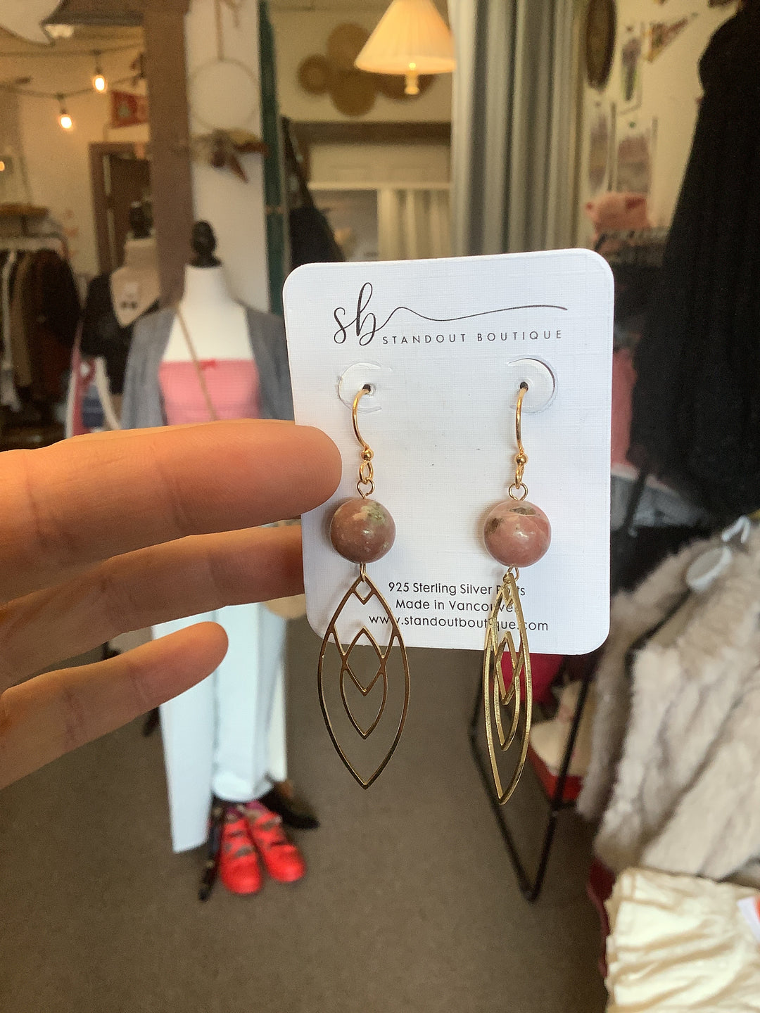 Standout Boutique Pink Jasper Earrings- Vancouver BC