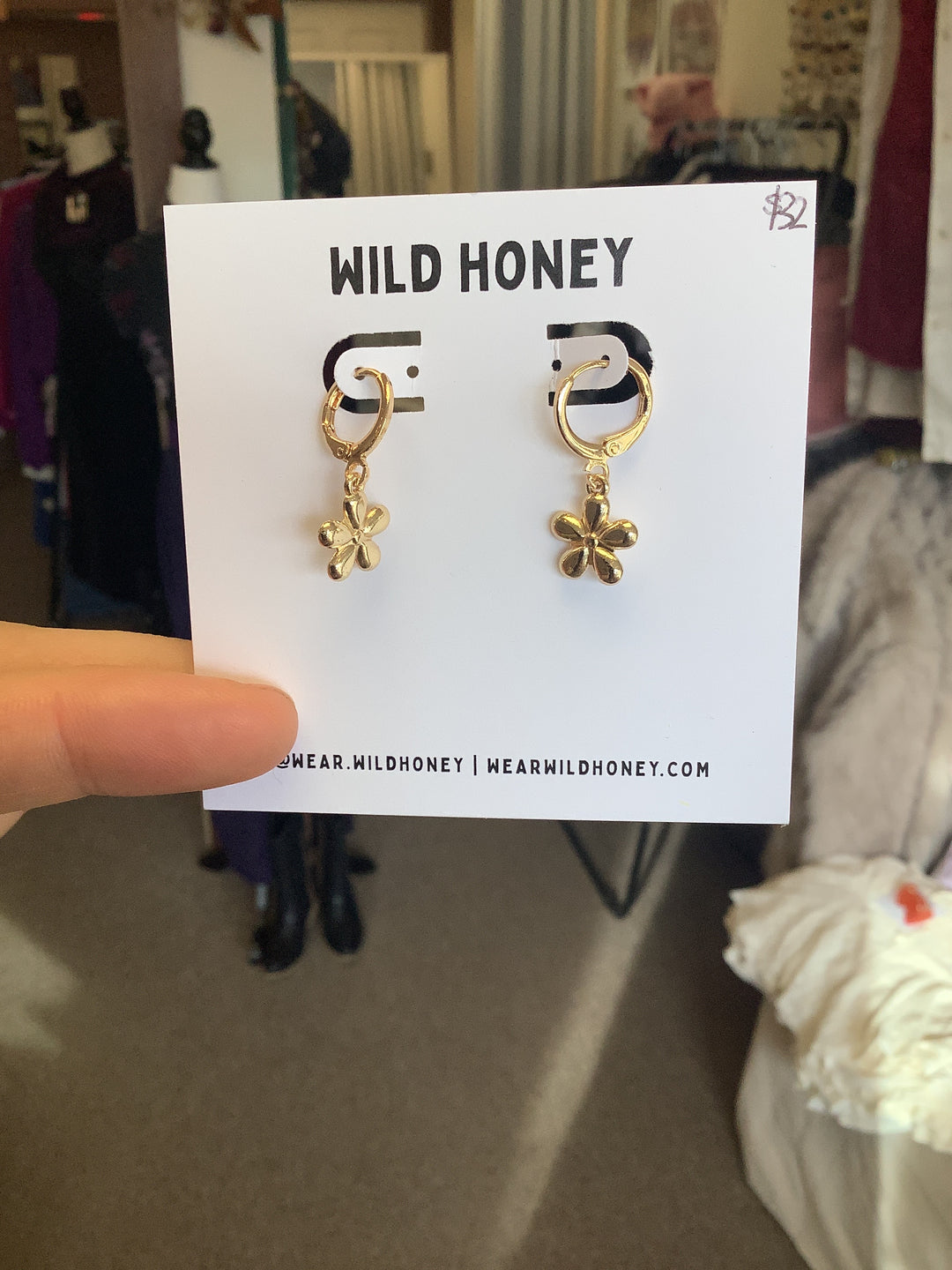 Golden Daisy Dangle Hoop Earrings