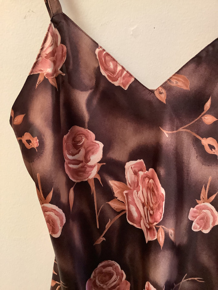 Vintage Rosy Mocha Satin Slip Dress