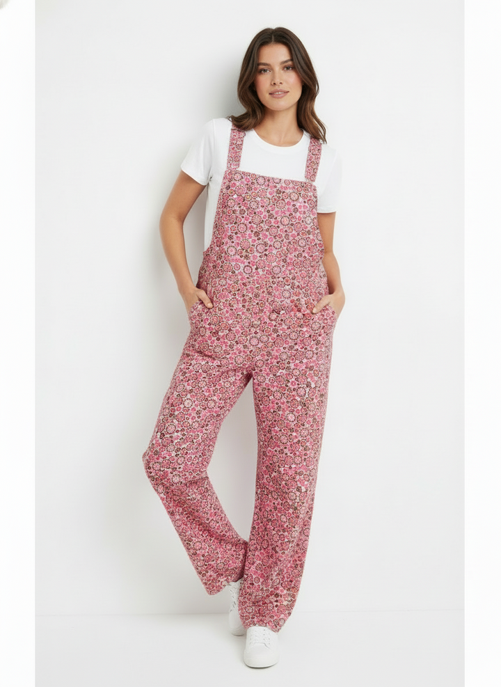 Butterflies in Ballgowns Pink Kaleidoscope Overalls