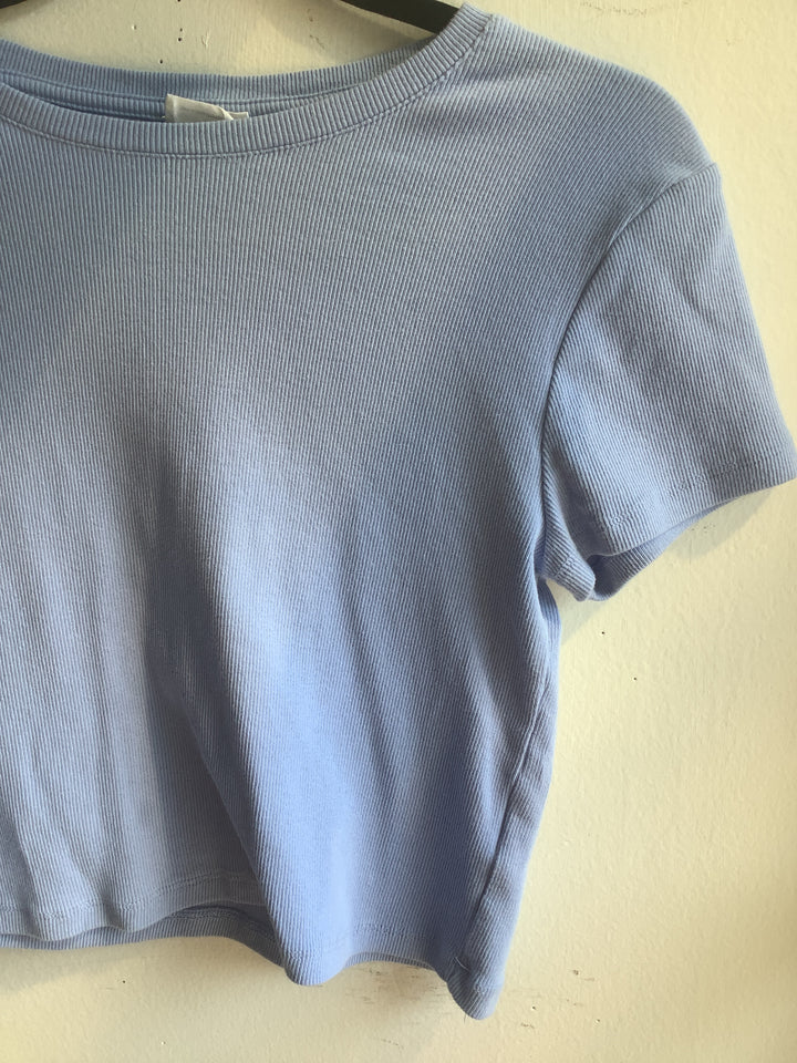 Powder Blue Ribbed Crop Top