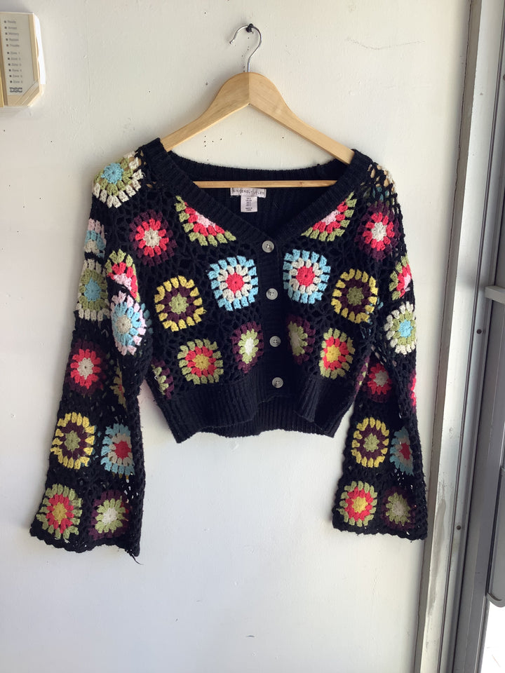 Retro Crochet Cropped Cardigan