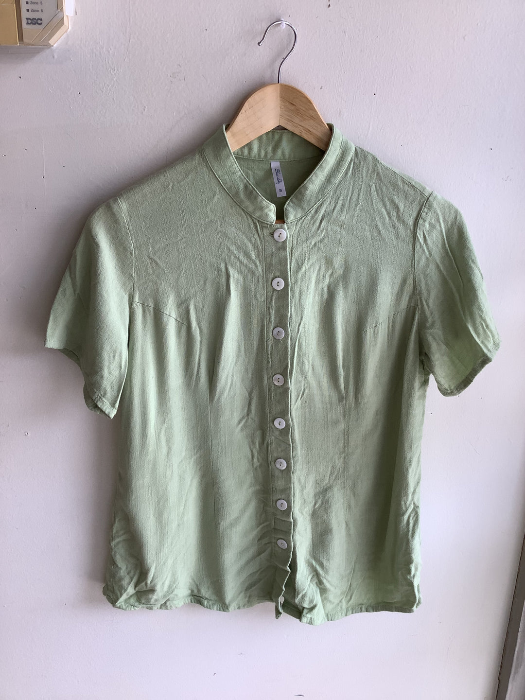 Soft Sage Button-Up Blouse - Ana