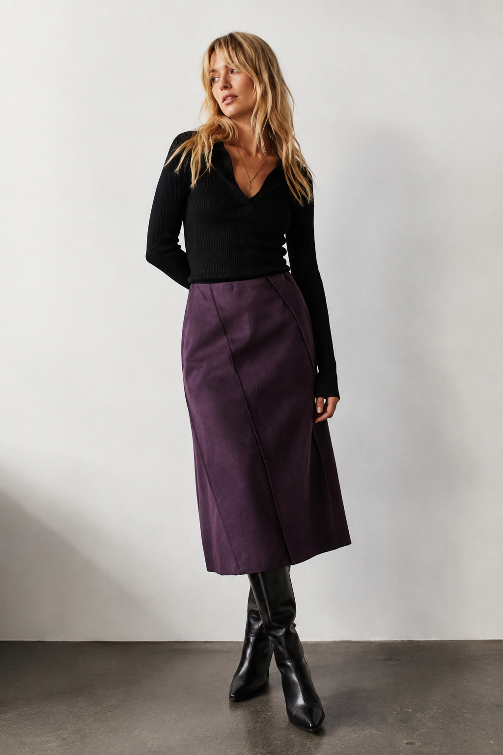 Plum Faux Suede Skirt