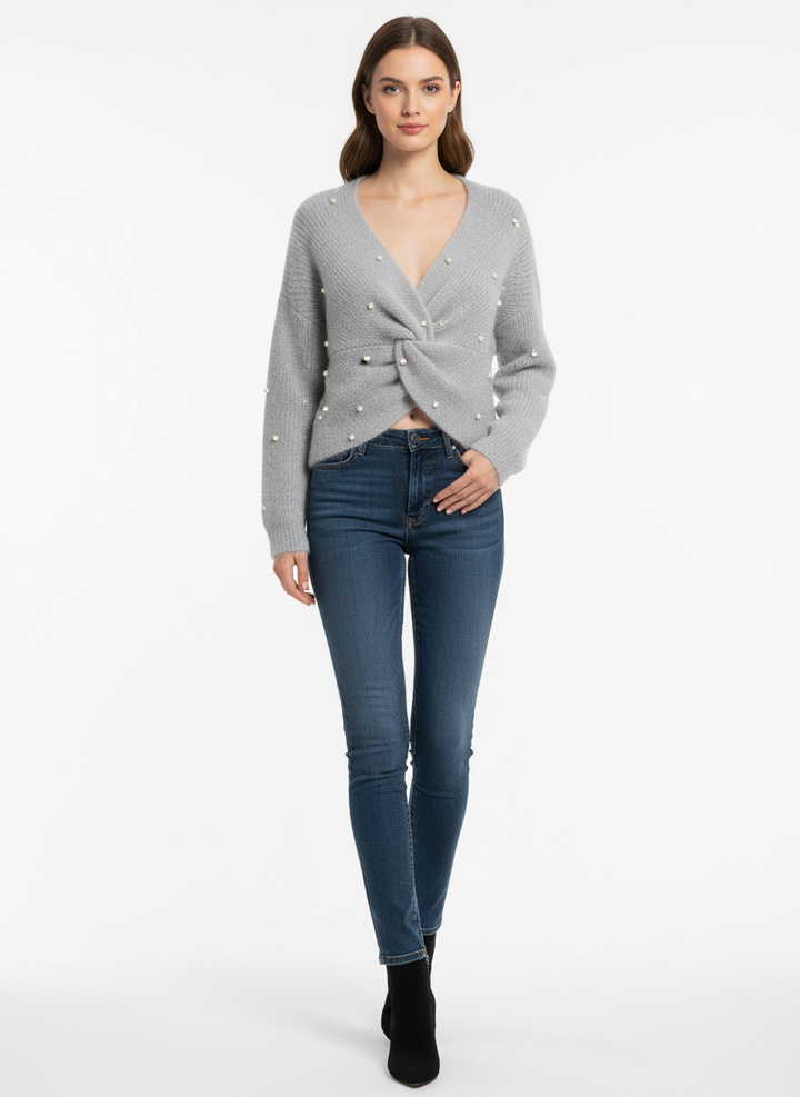 Vintage Pearl Twist Knit Sweater
