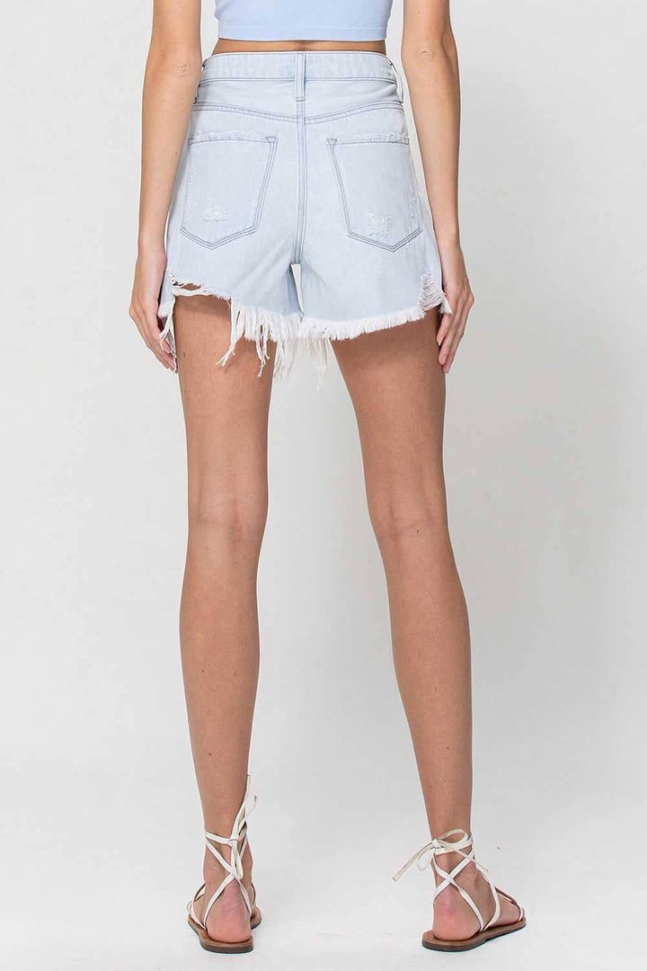Light Washed High Waisted Mom Shorts