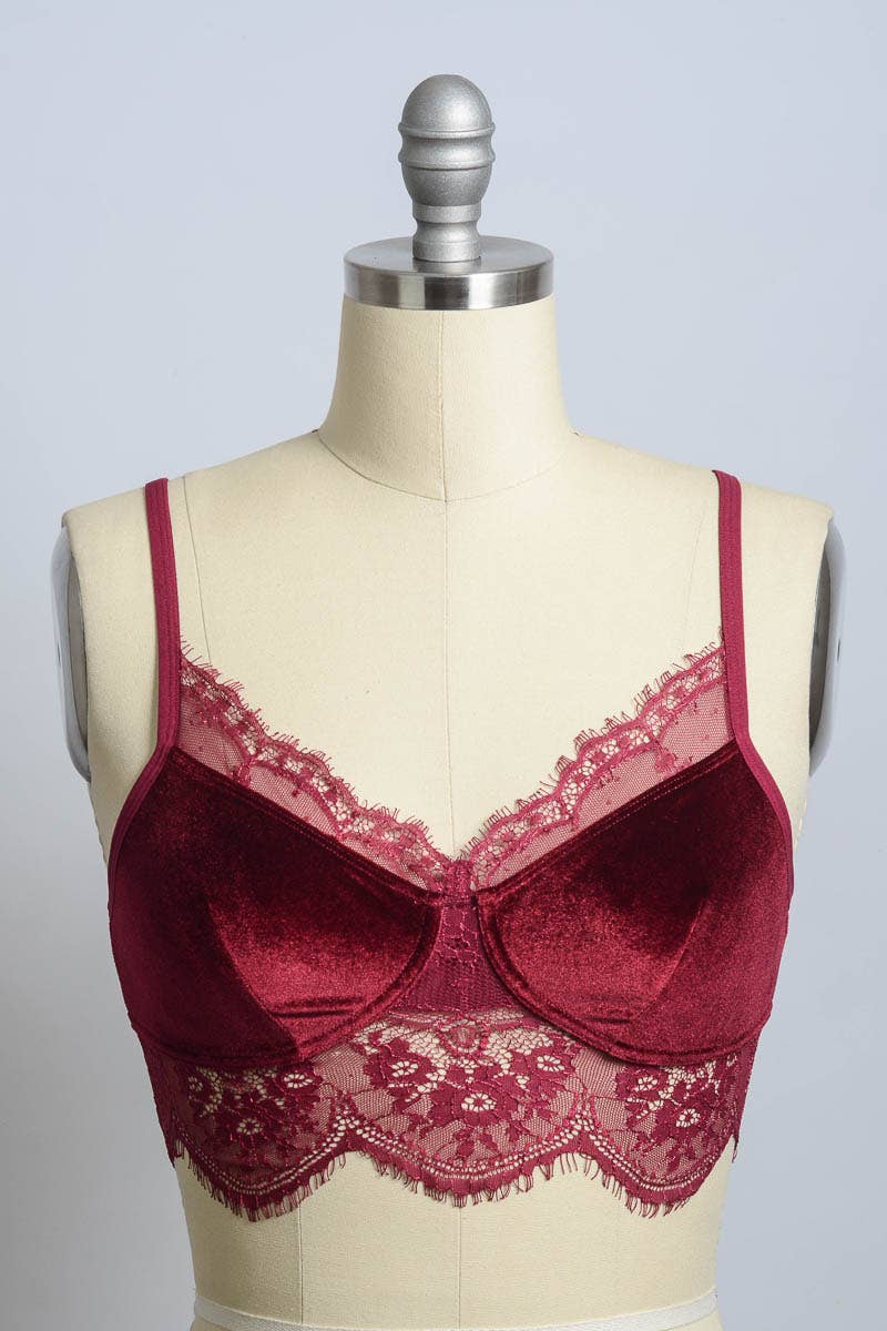 Velvet & Lace Cropped Cami Bralette
