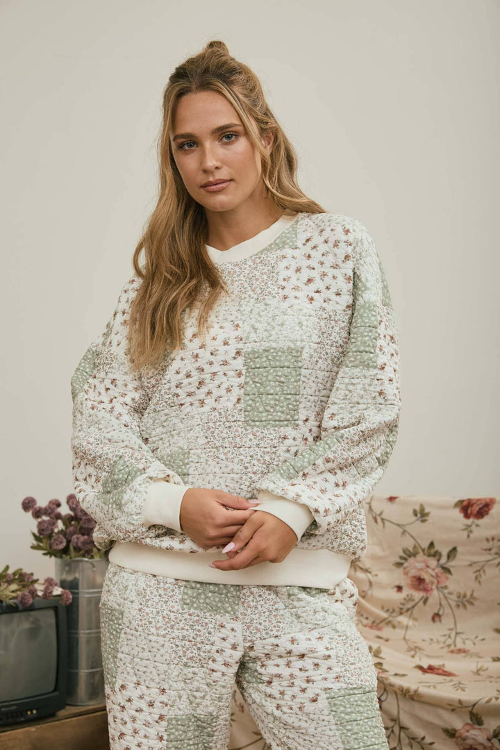 Floral Patchwork Quilted Pants