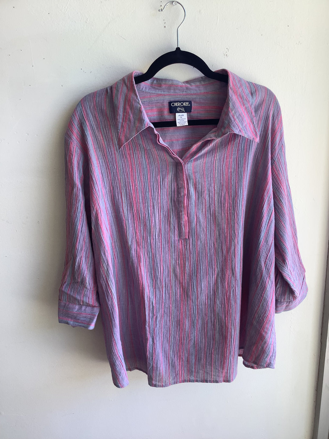 Vintage Cherokee Pastel Crinkle Cotton Tunic