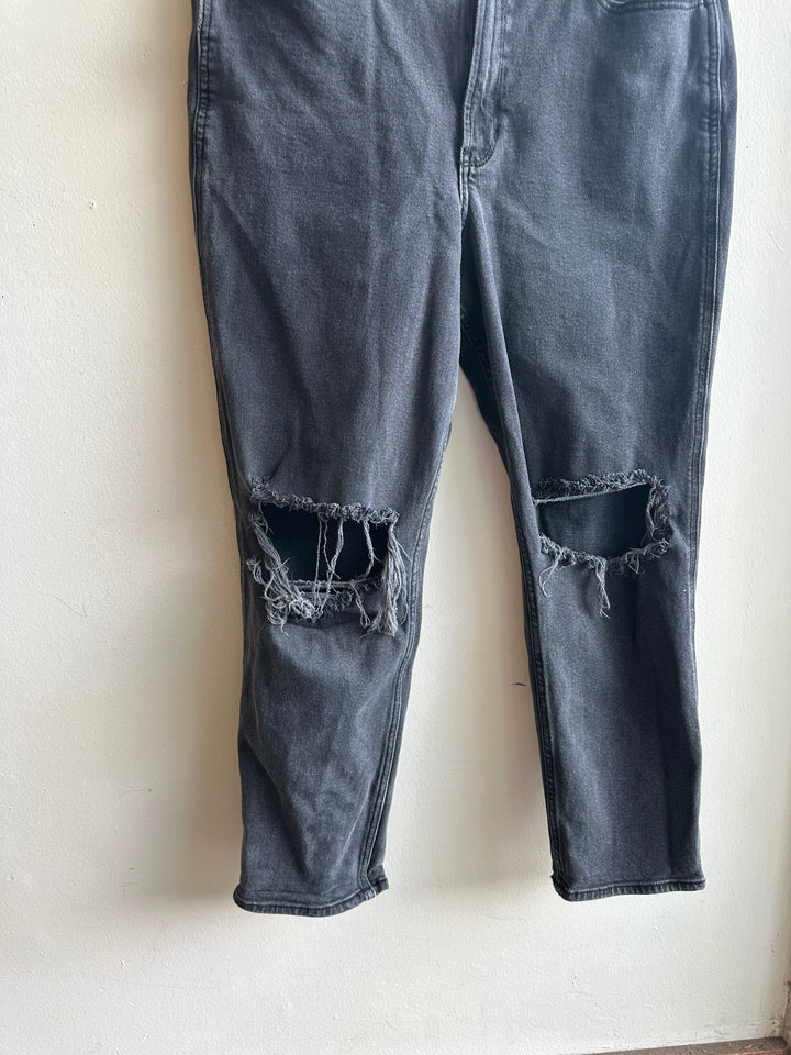 Hollister Distressed Black Straight Leg Jeans