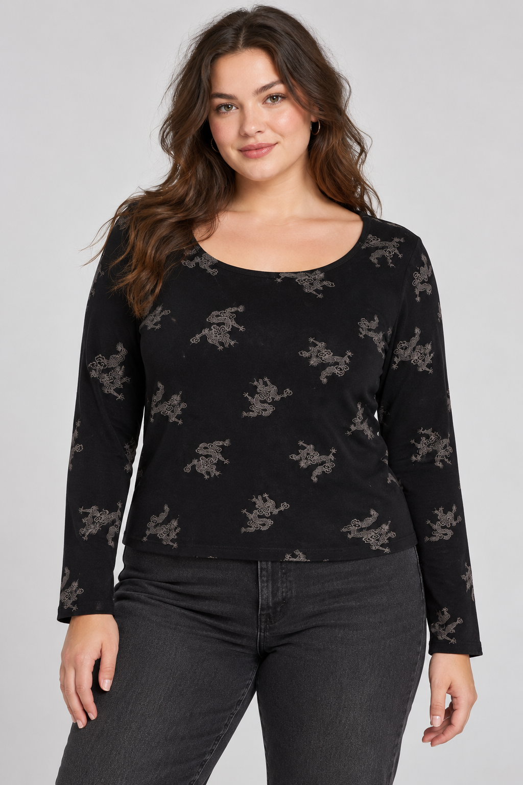 Dangerfield Dragon Print Long Sleeve Top
