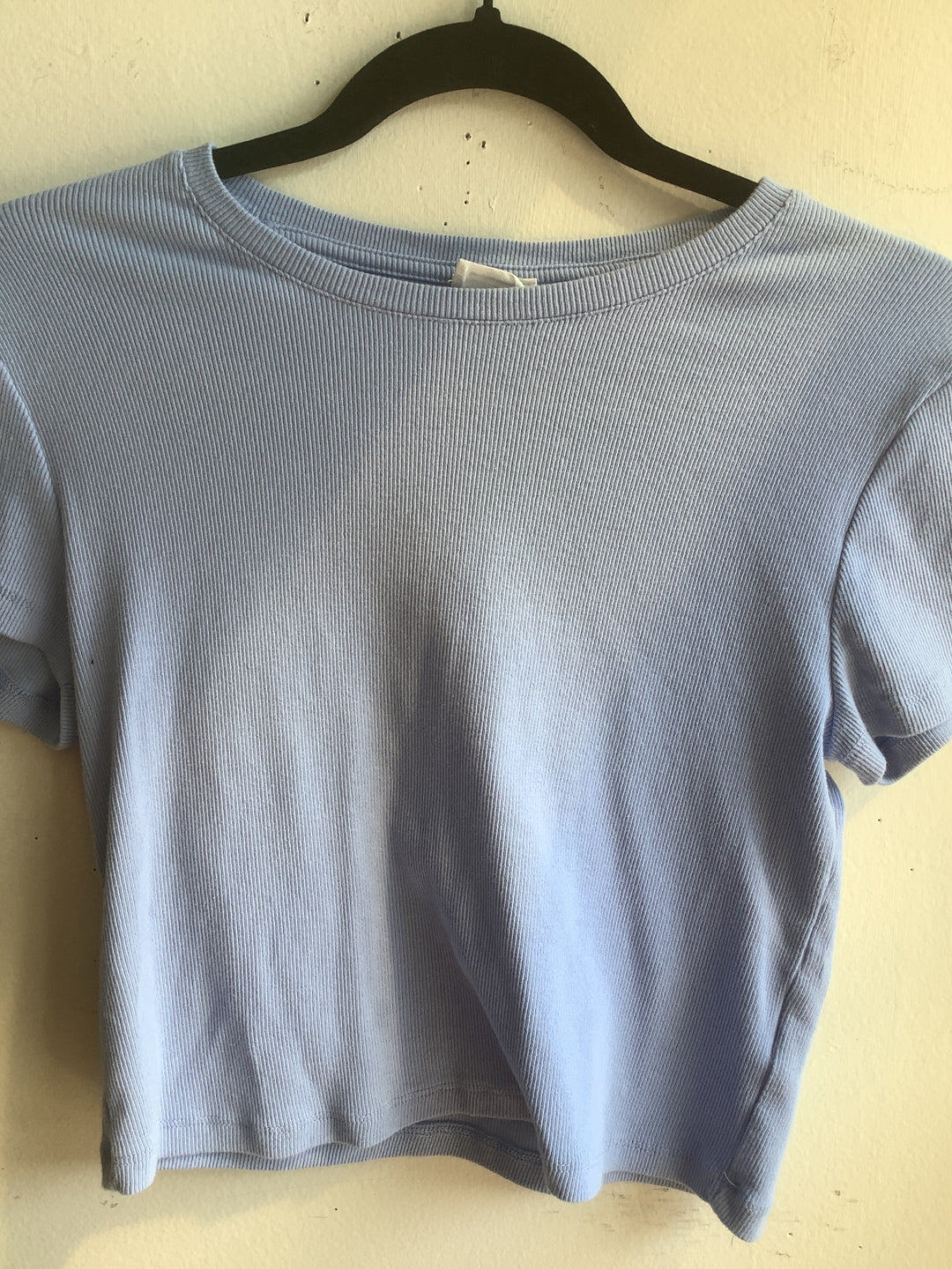 Powder Blue Ribbed Crop Top