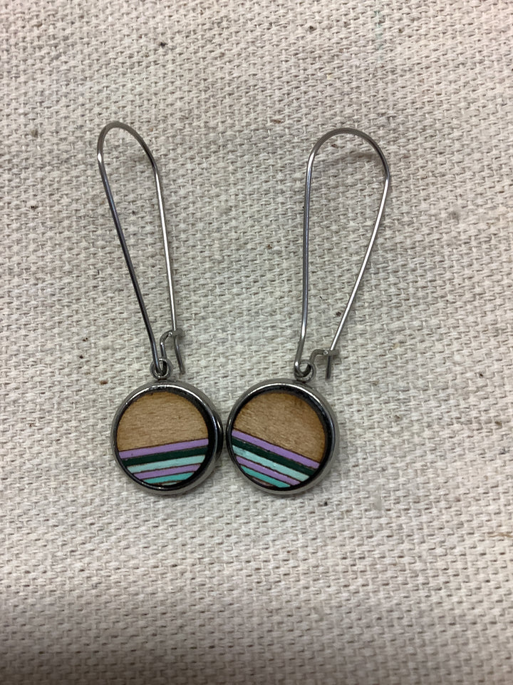 Sick Chick Dangle Striped Wooden Earrings