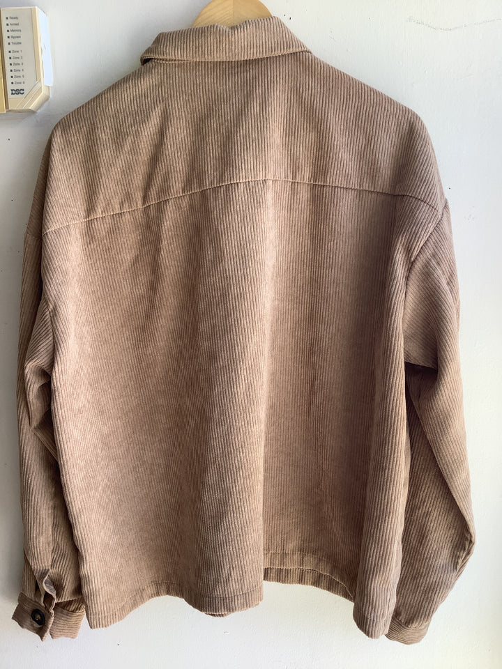 Taupe Corduroy Button Up Shacket