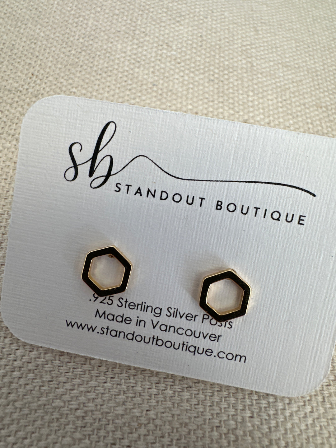 Standout Boutique Hexagon Gold Studs