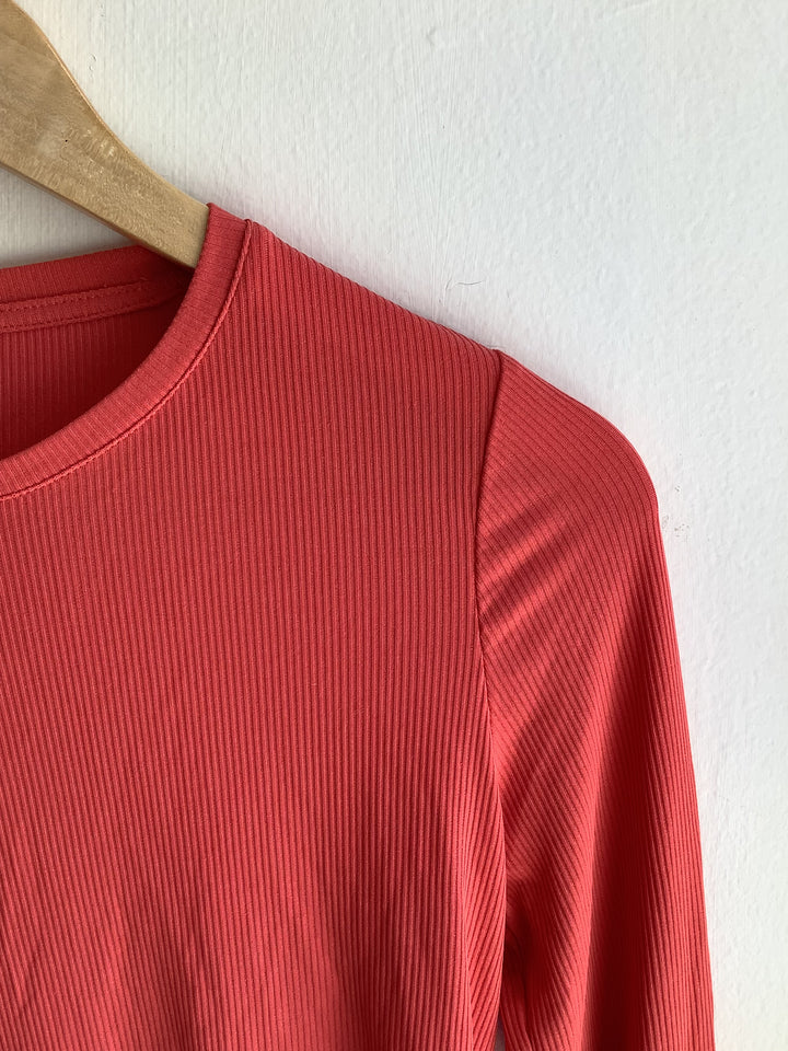 Coral Ribbed Long Sleeve