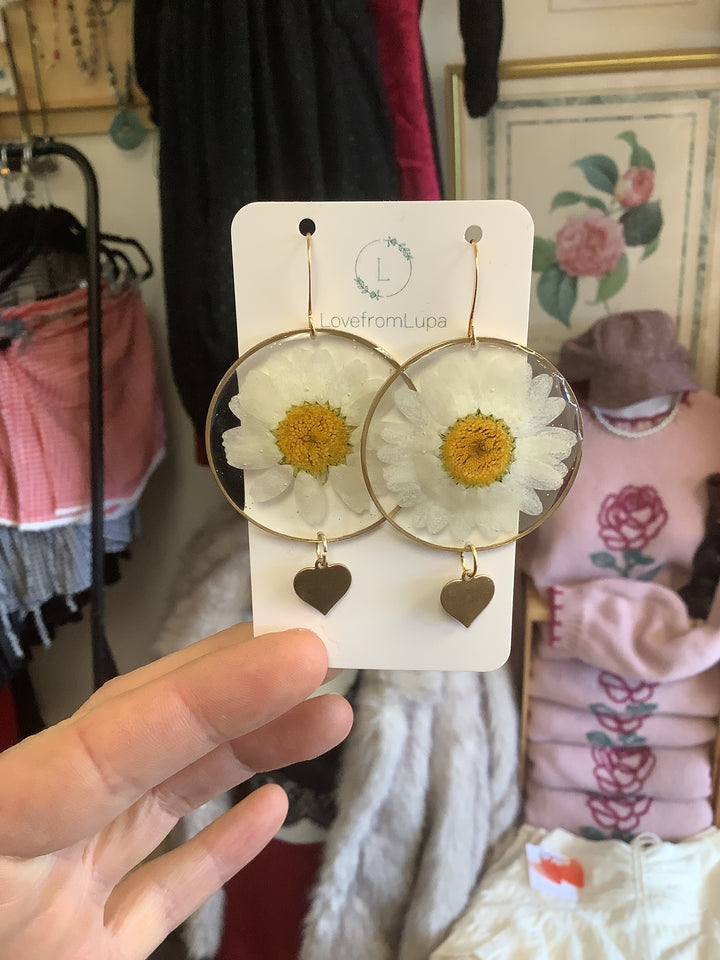 Daisy Resin Circle Earrings- Love From Lupa
