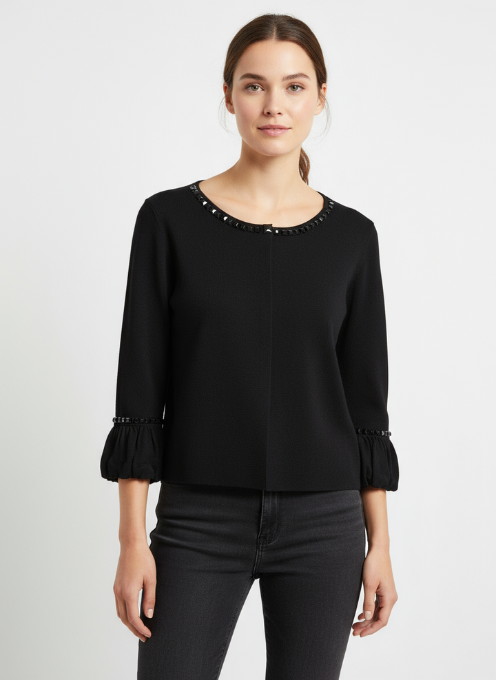 Vintage Belldini Black Studded Cropped Cardigan