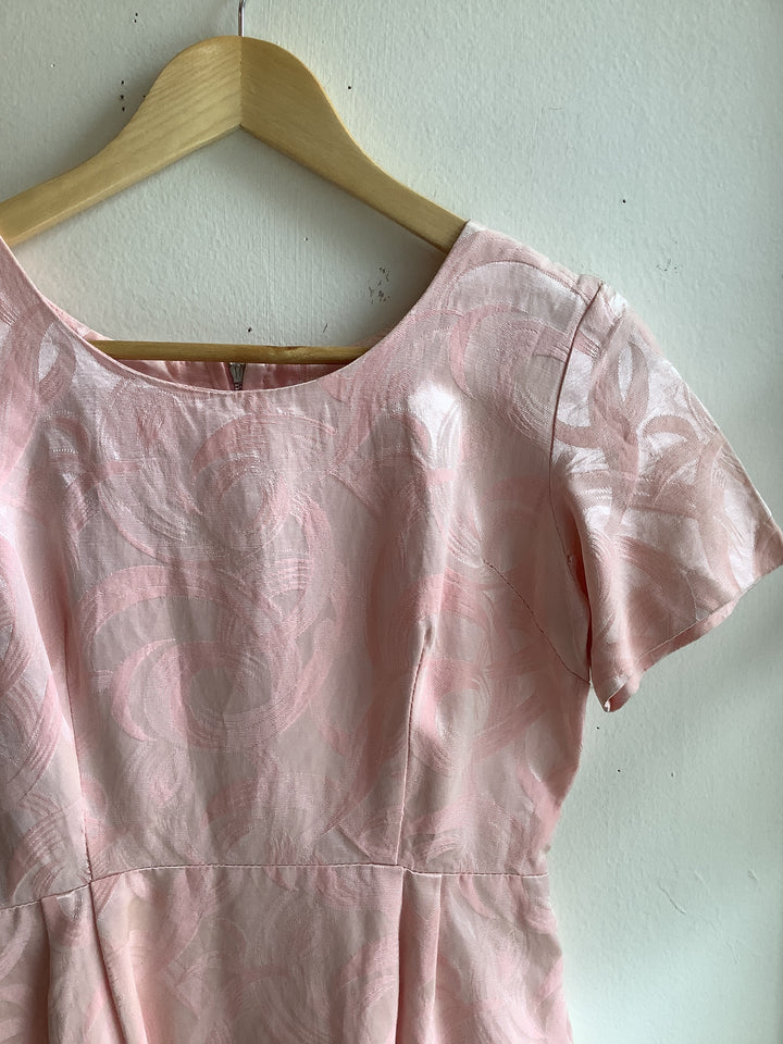 Vintage Nicole Pink Brocade Mini Dress