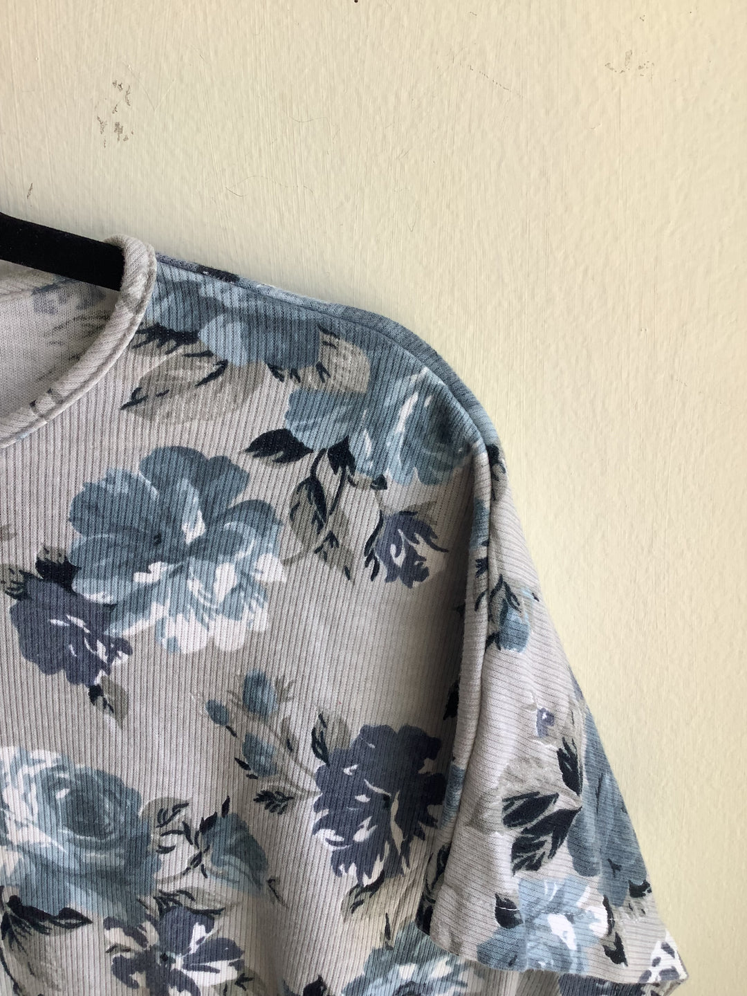 Vintage Blue Rose Ribbed Tee