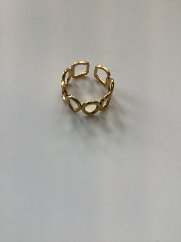 Circles+Rectangle 18k plated Gold Ring-Standout Boutique(Vancouver,BC)