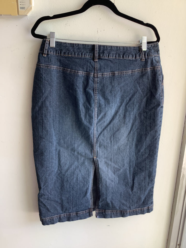 Contrast Stitch Denim Midi Skirt