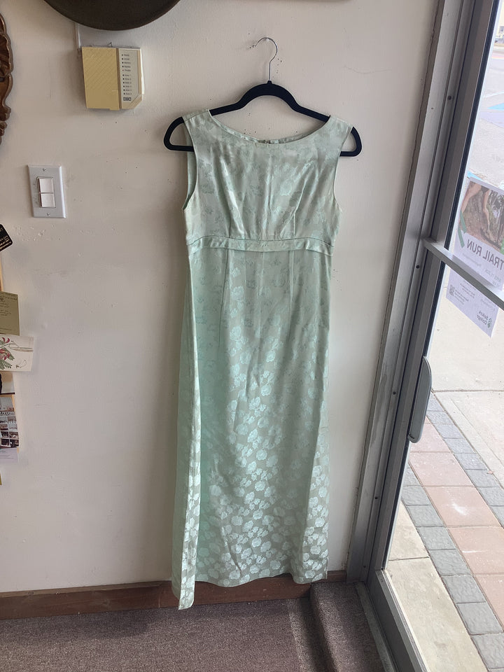 Vintage Mint Floral Jacquard Midi Dress