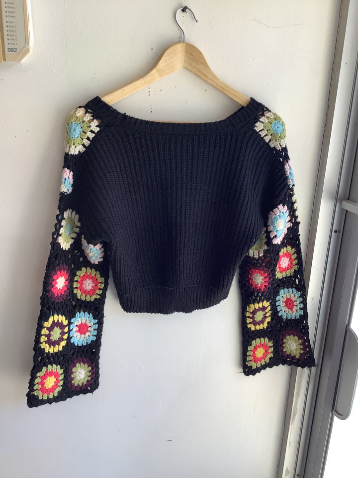 Retro Crochet Cropped Cardigan