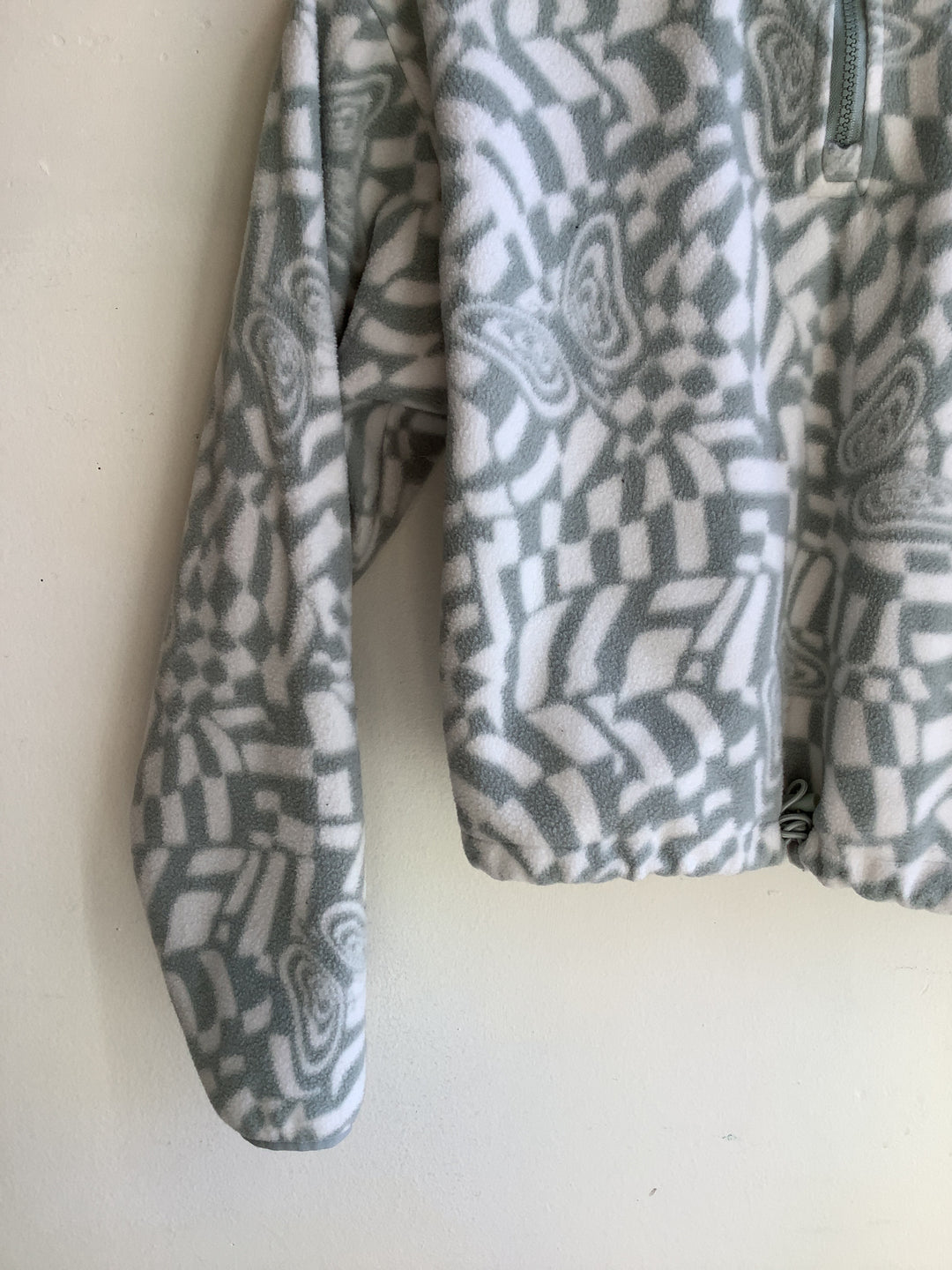 Harlow Sage Green & White Patterned Fleece Pullover