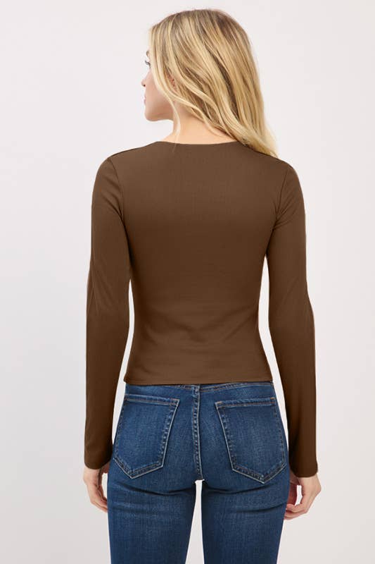 Cocoa Ribbed L/S Top