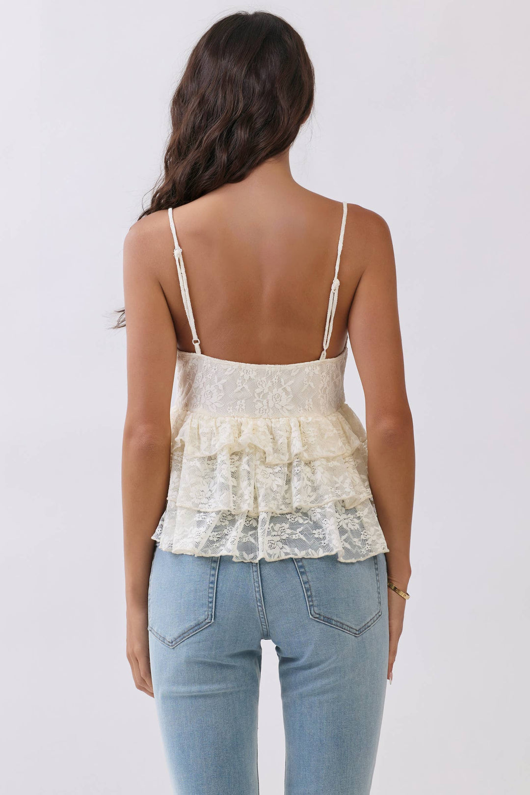 Ivory Lace Tiered Babydoll Cami