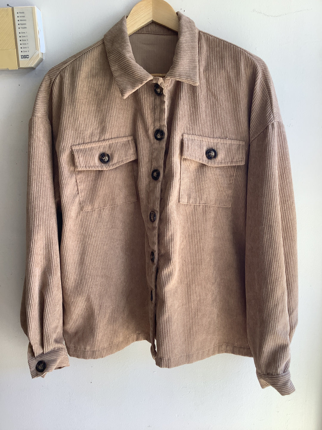 Taupe Corduroy Button Up Shacket