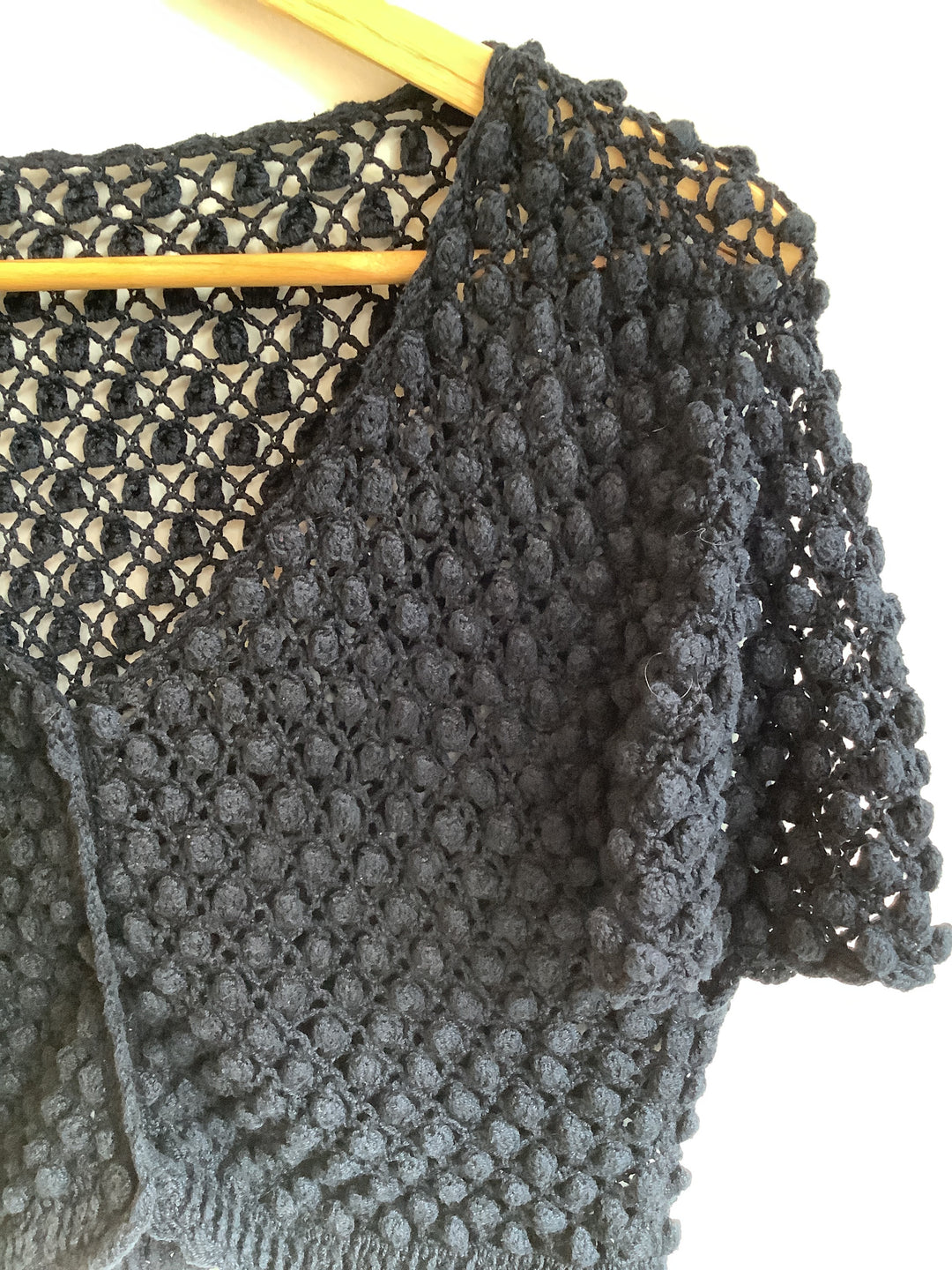 Vintage Black Crochet Shrug