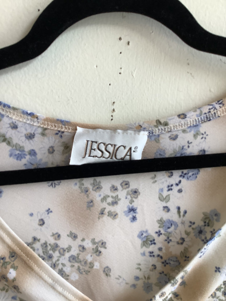 Jessica Blue Floral Tie Front Top