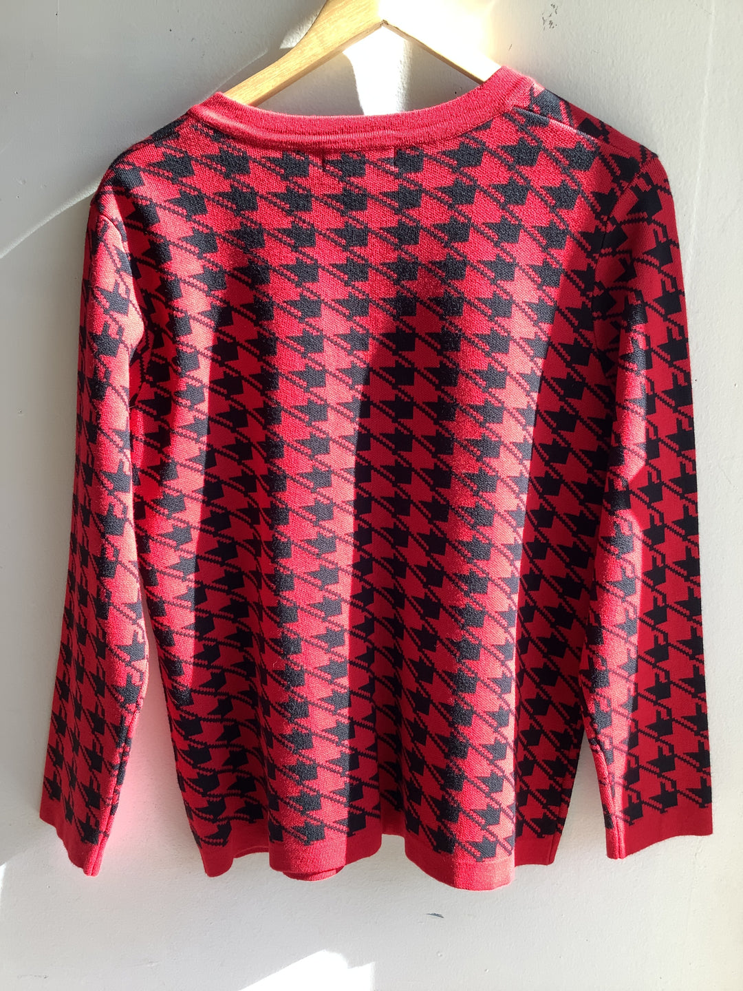 Vintage Red & Black Houndstooth Cardigan
