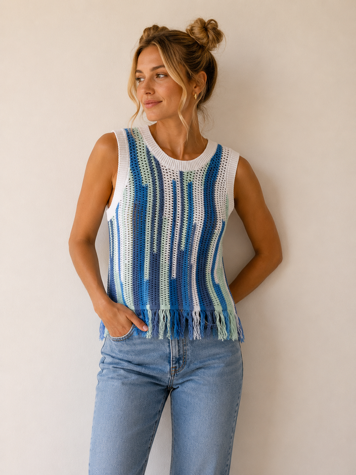 Seaside Fringe Crochet Tank