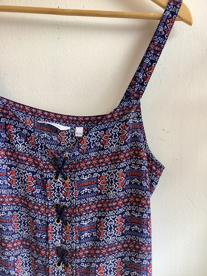Mosaic Lace Up Tank
