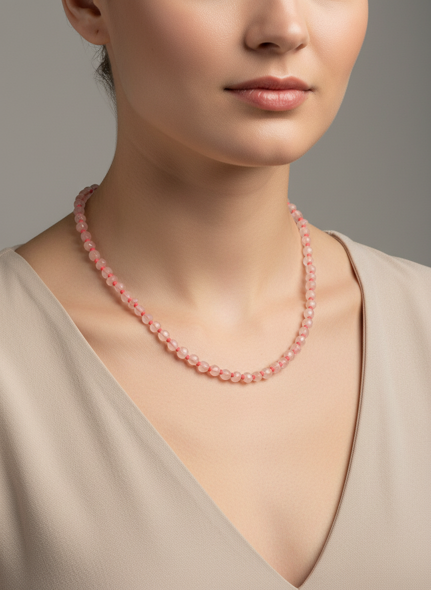 Wild Honey Rose Quartz Choker