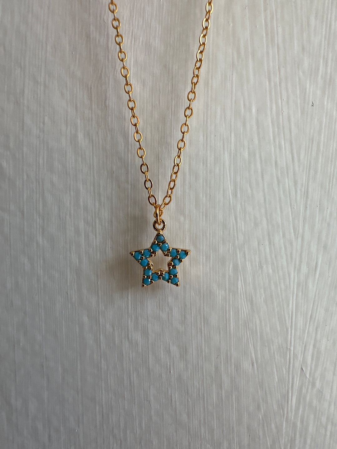 Standout Boutique Blue Star Gem 14k Gold Bond Necklace