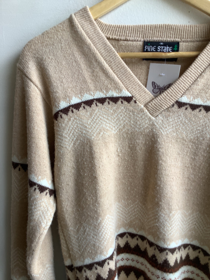 Vintage Pine State V-Neck Knit Sweater