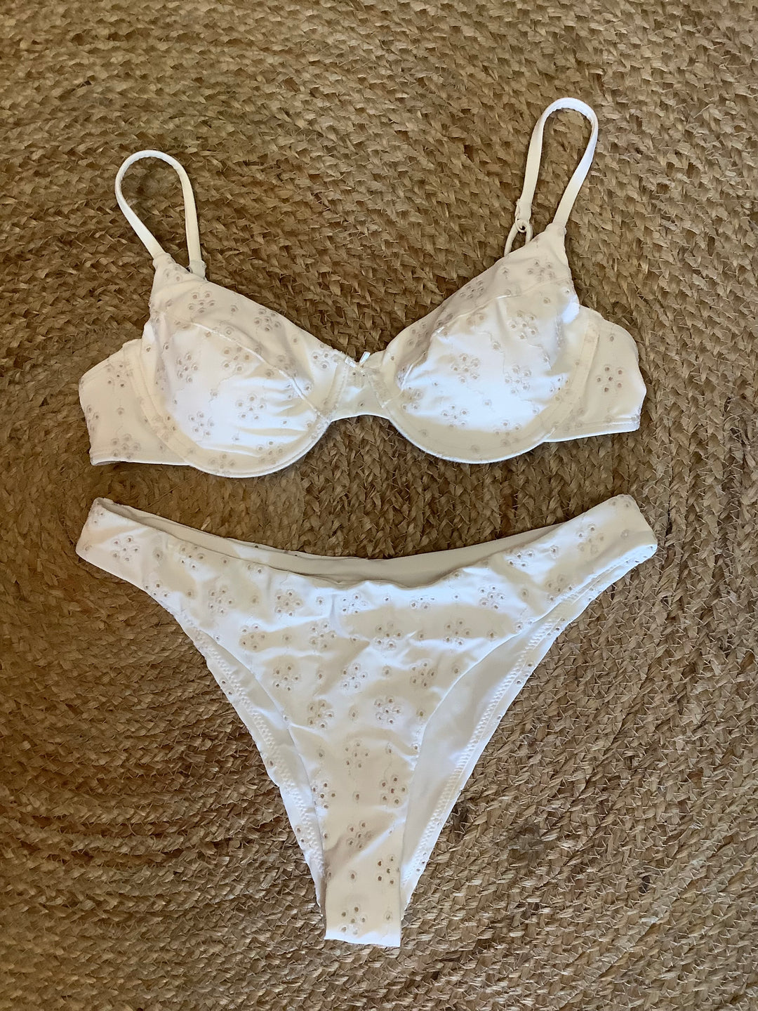 White Eyelet Bikini Set
