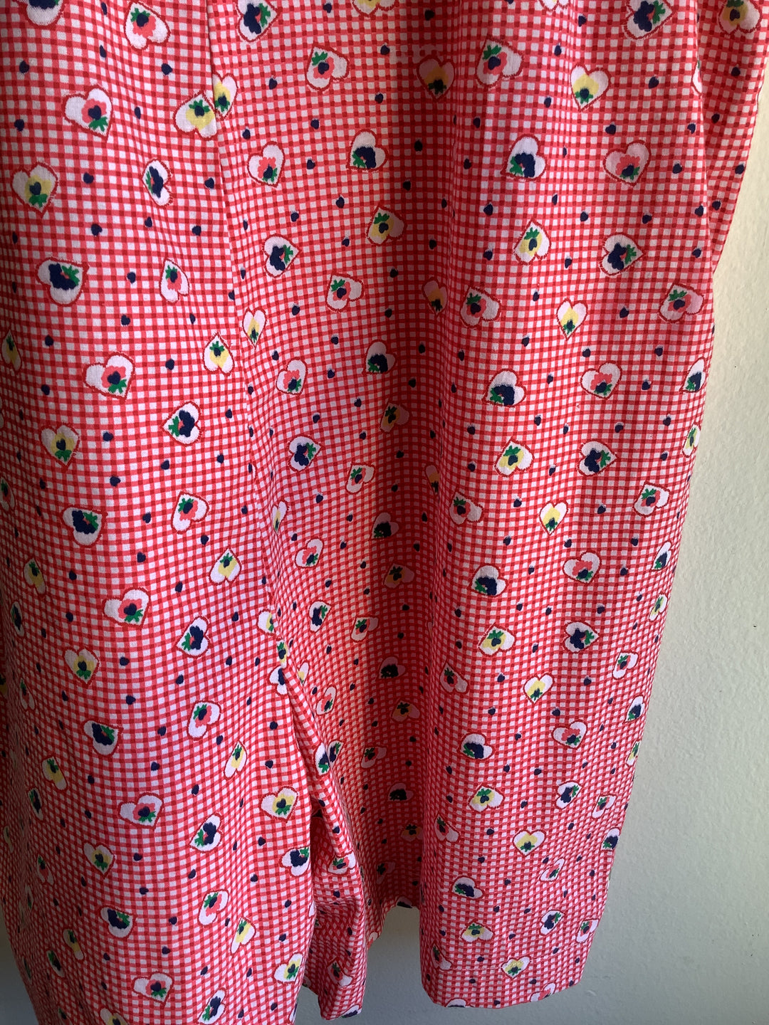 Butterflies in Ballgowns floral heart red & white Gingham Short Overalls