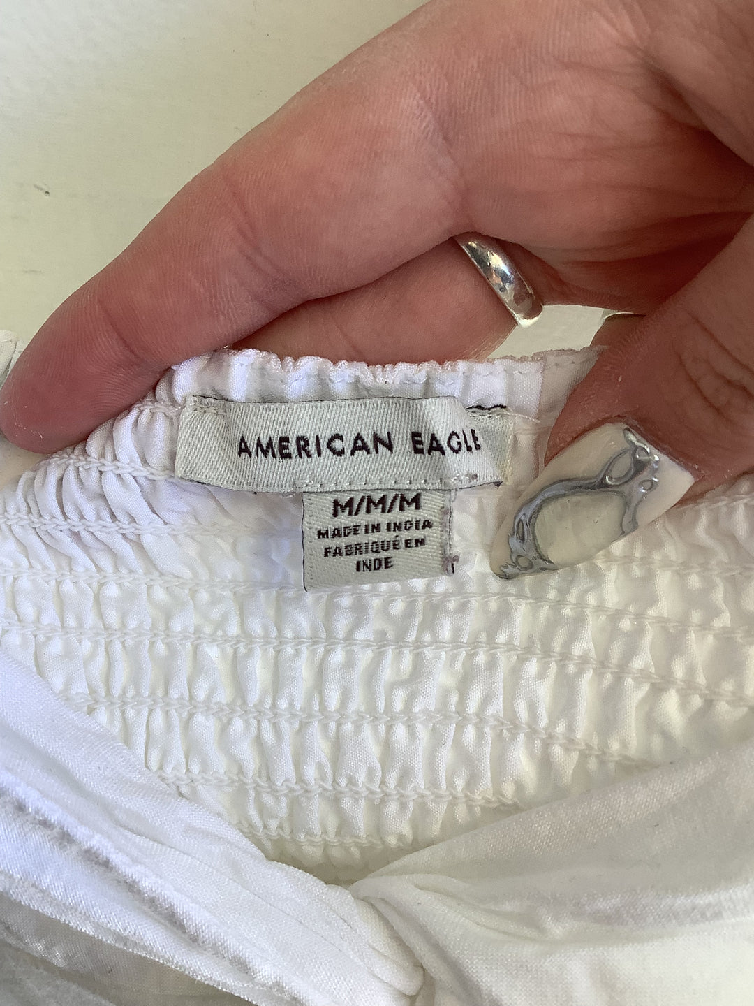 White Sweetheart Smocked Crop Tank - Ana