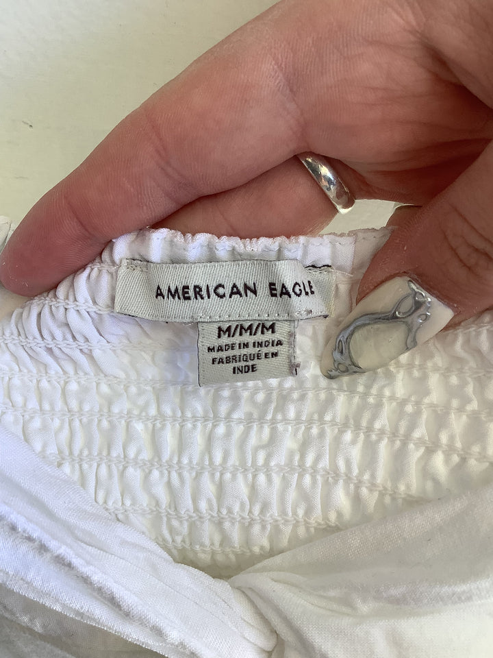 White Sweetheart Smocked Crop Tank - Ana