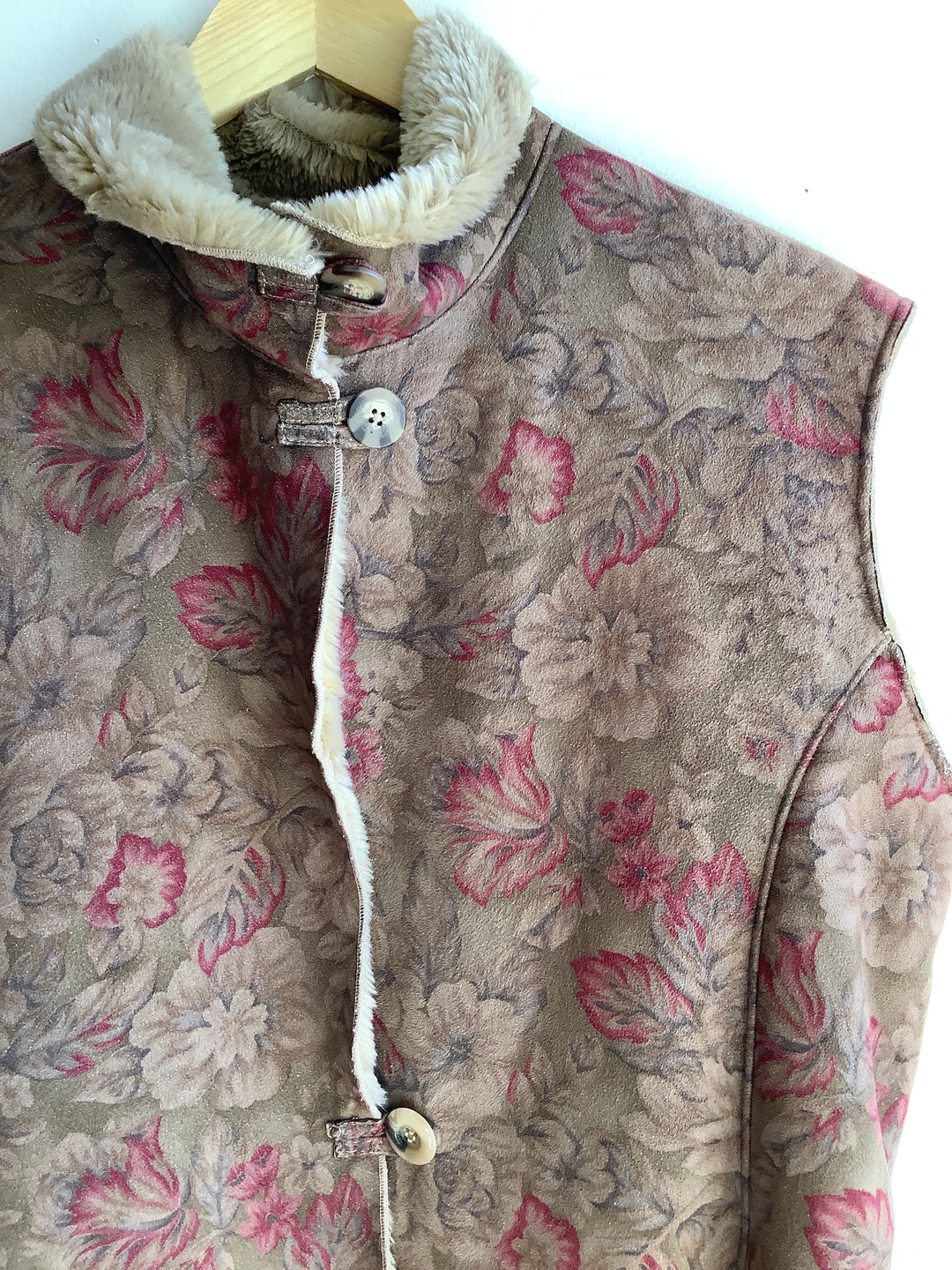 Coldwater Creek Faux Suede Floral Vest