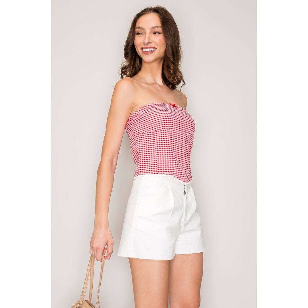 Gingham Seersucker Tube Top
