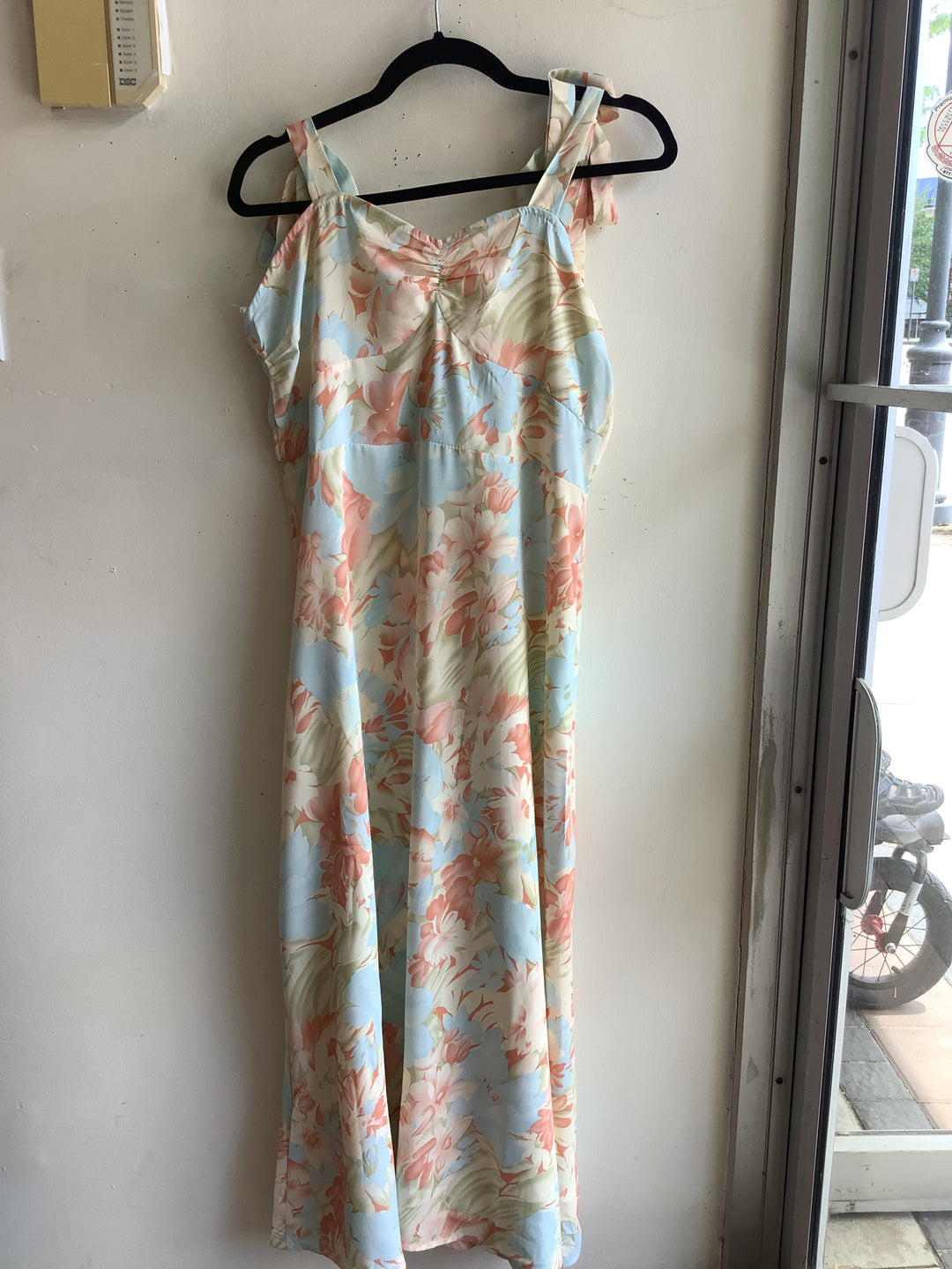 Pastel Floral Tie Strap Maxi Dress