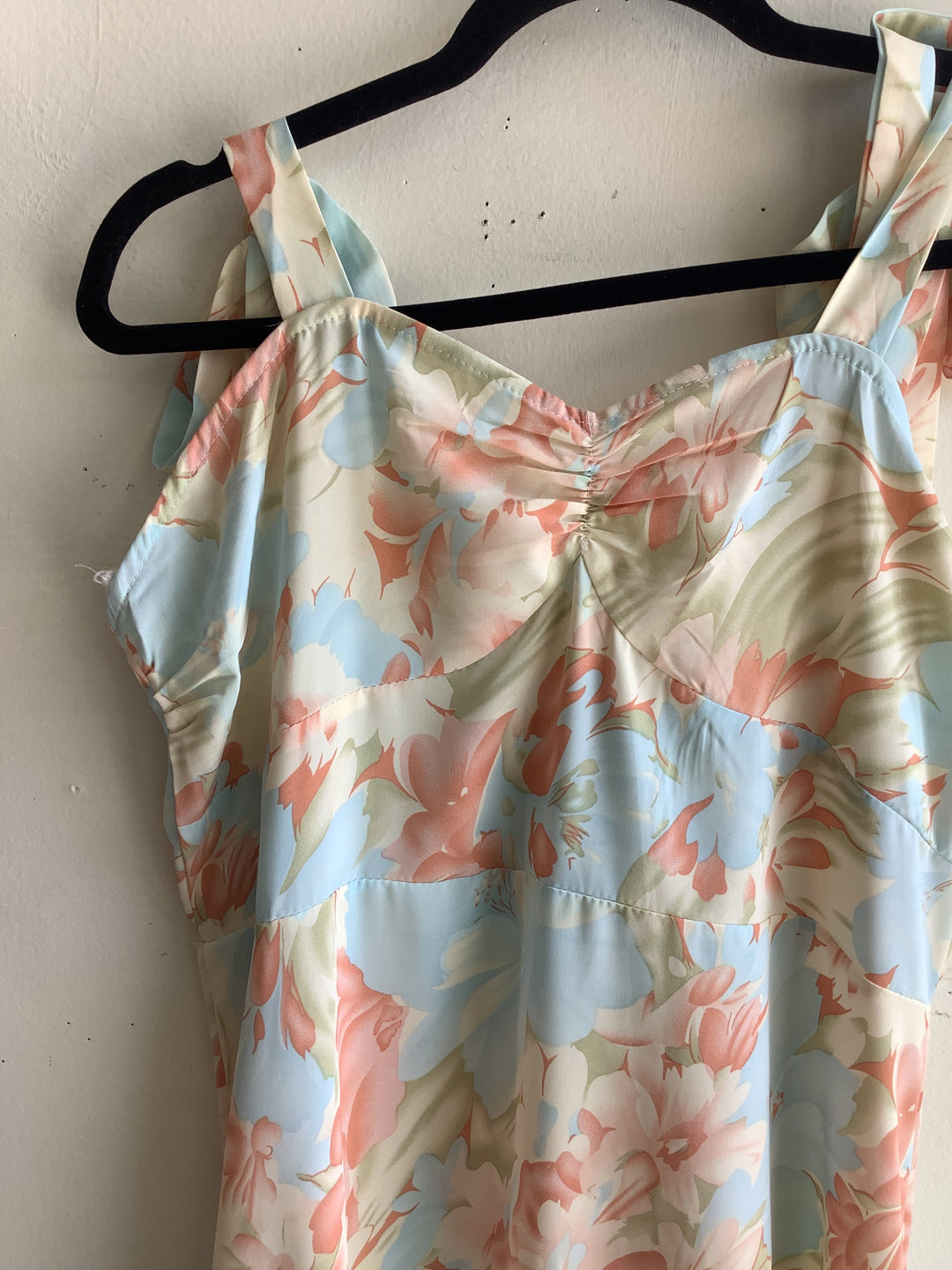 Pastel Floral Tie Strap Maxi Dress